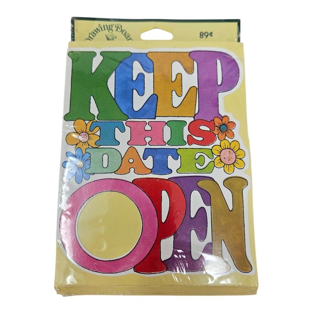 Vintage 70s New Keep This Date Open Save Cards Invitations 8 Drawing Board
